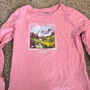 Old Navy Pink Adventure Graphic Long Sleeve Tee